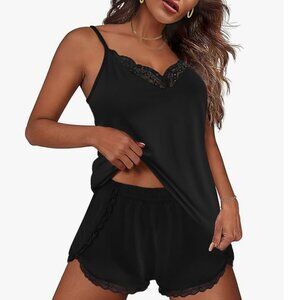 Ekouaer Pajama Sets for Women Lingerie Sleepwear 2 Piece Cami Split Short Set